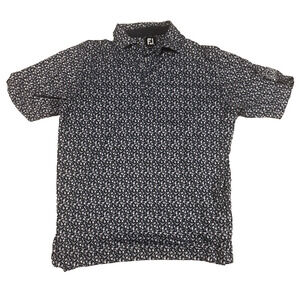 FootJoy Golf Polo Shirt Men’s Medium Floral Print Performance HB Logo Navy